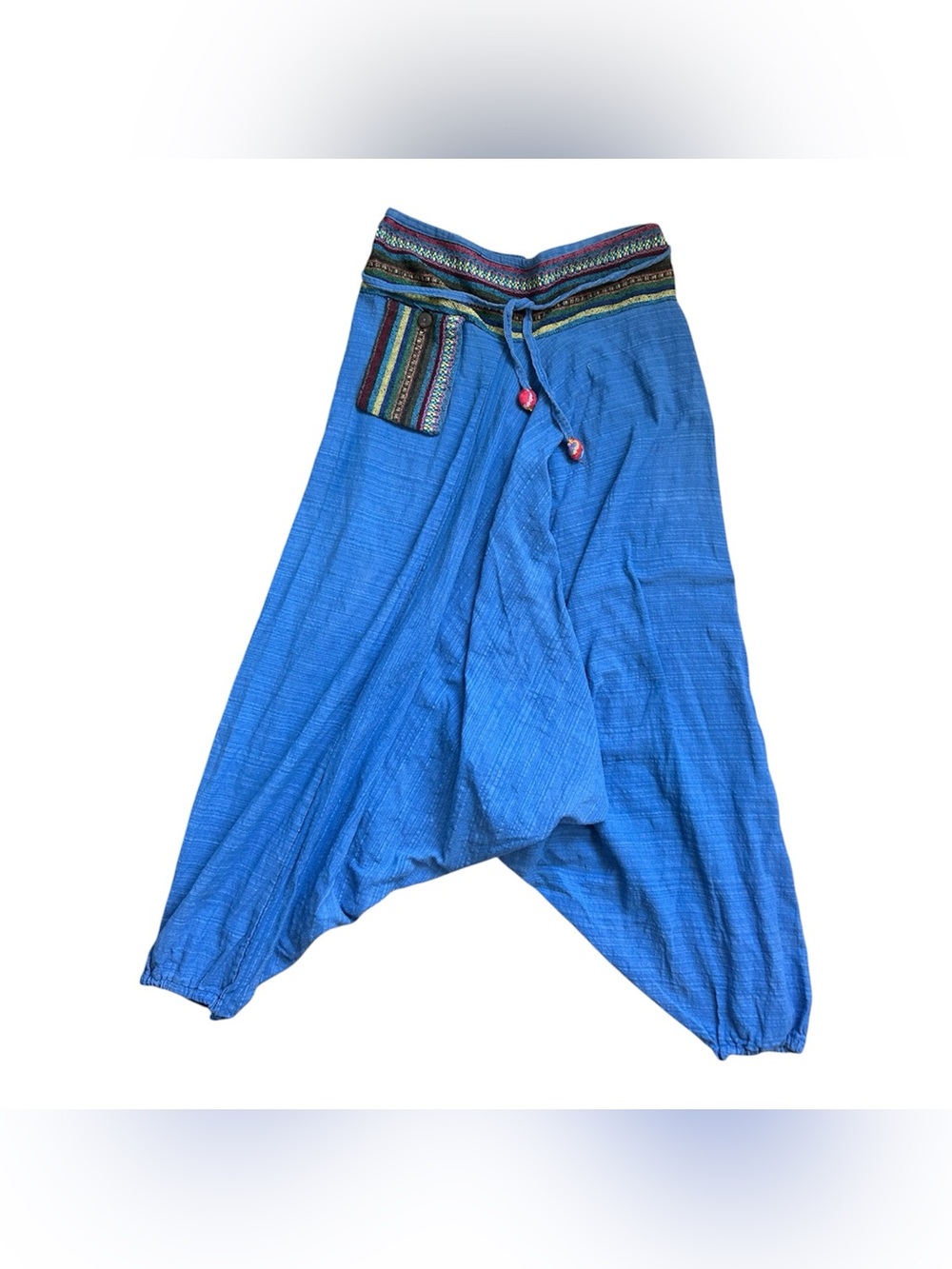 100% Cotton Blue Harem Yoga Pants Made in Thailand